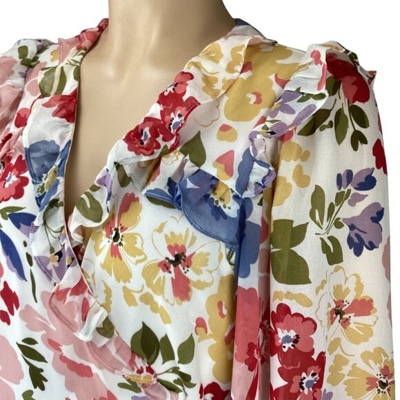 En Saison Womens Dress Size‎ XS Constantia Mini Floral Wrap Puff Long Sleeves - Picture 6 of 10